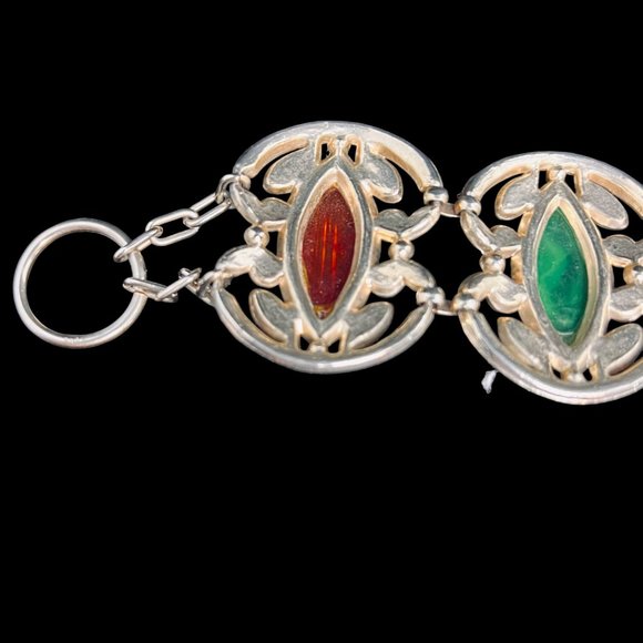 Chunky Gold Tone, Orange And Green Bracelet (4799) - Picture 7 of 10